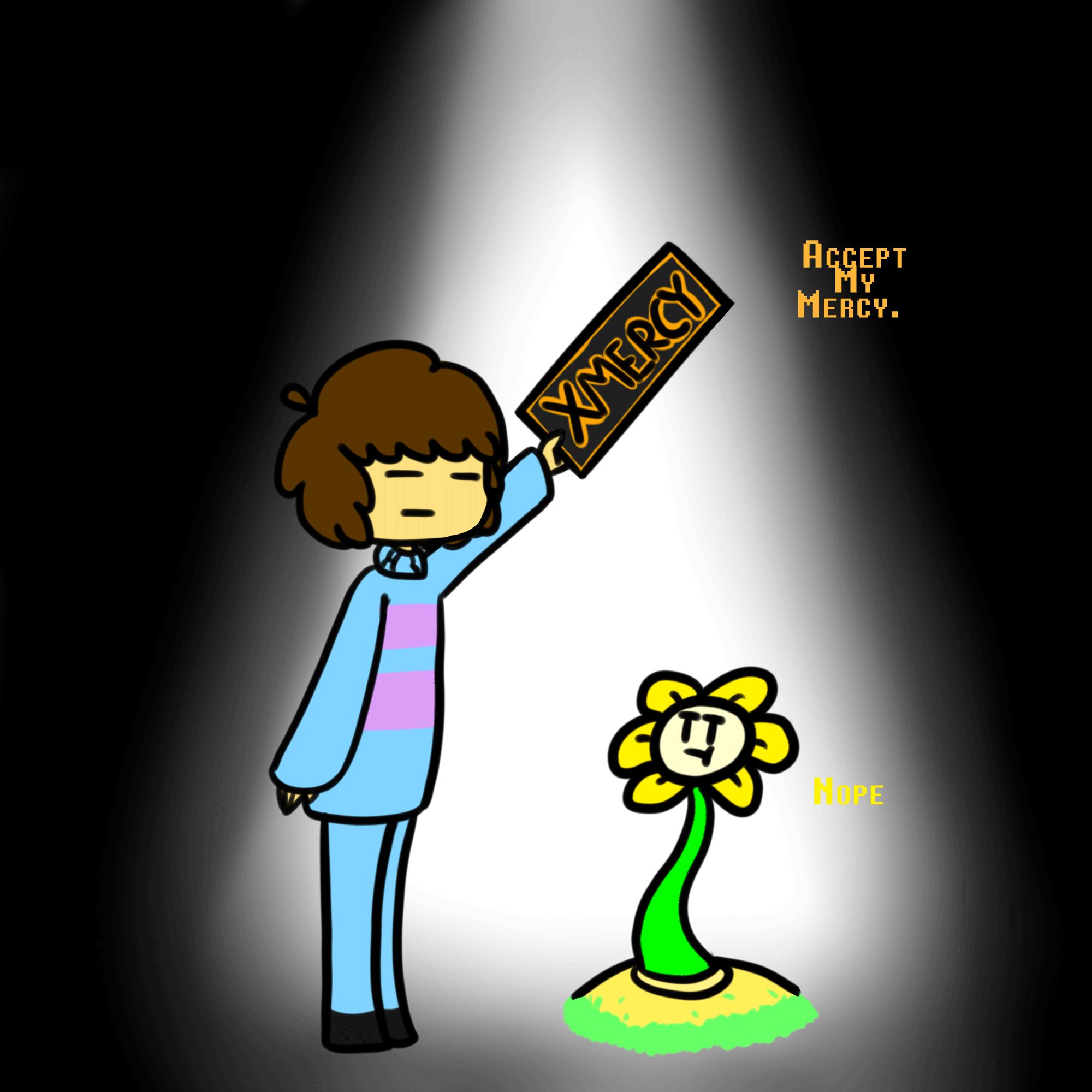 Undertale-Frisk and Flowey:Accept My Mercy.