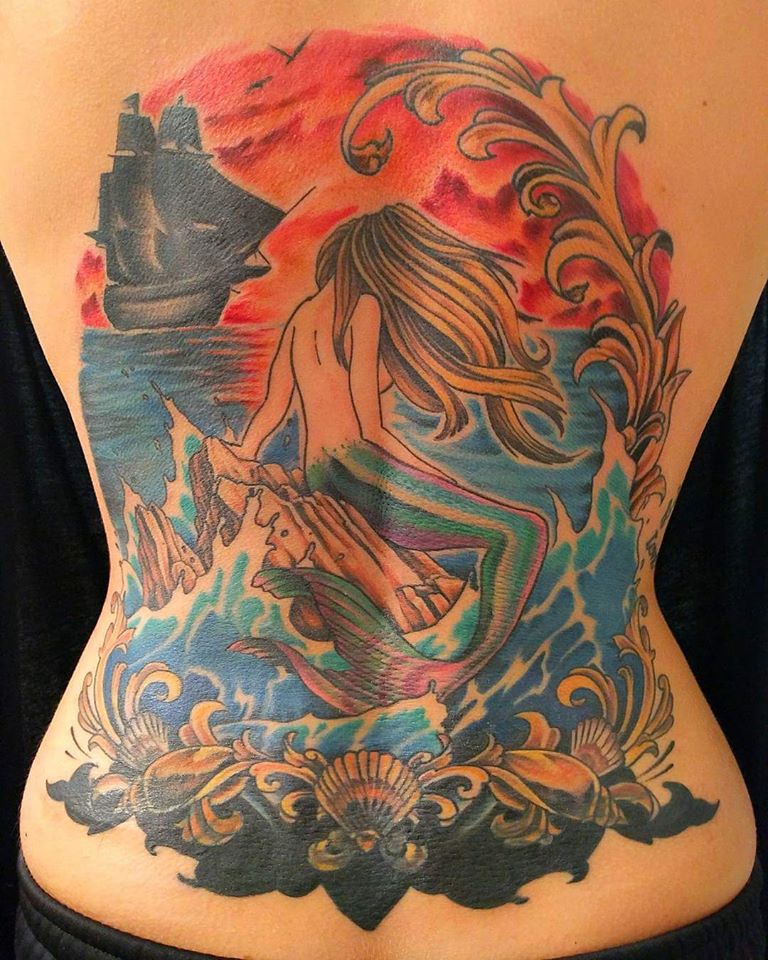 mermaid back piece tattoo by michaelpipertattoo on DeviantArt mermaid back piece tattoo by michaelpipertattoo on DeviantArt