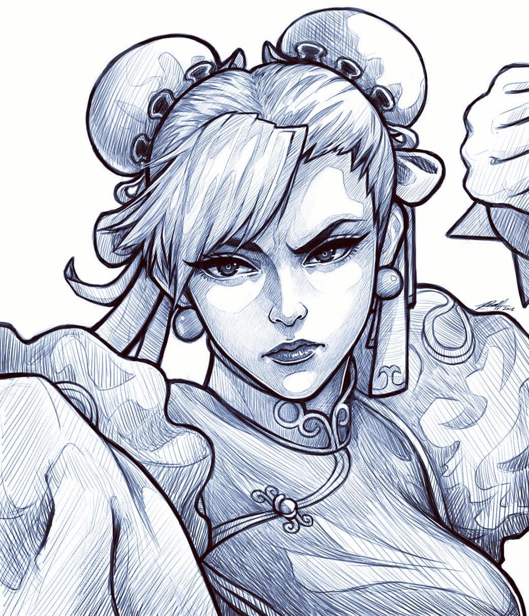 Chun Li sketch by Takamin on DeviantArt