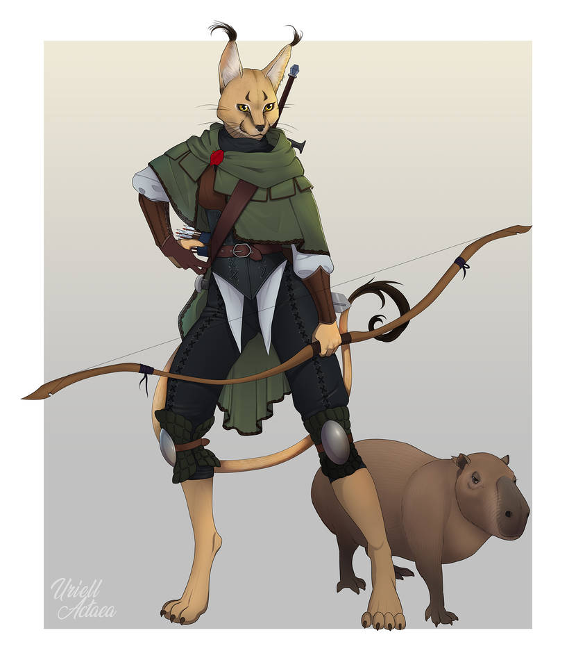 Chirraji and Steven, caracal catfolk ranger by uriellactaea on DeviantArt