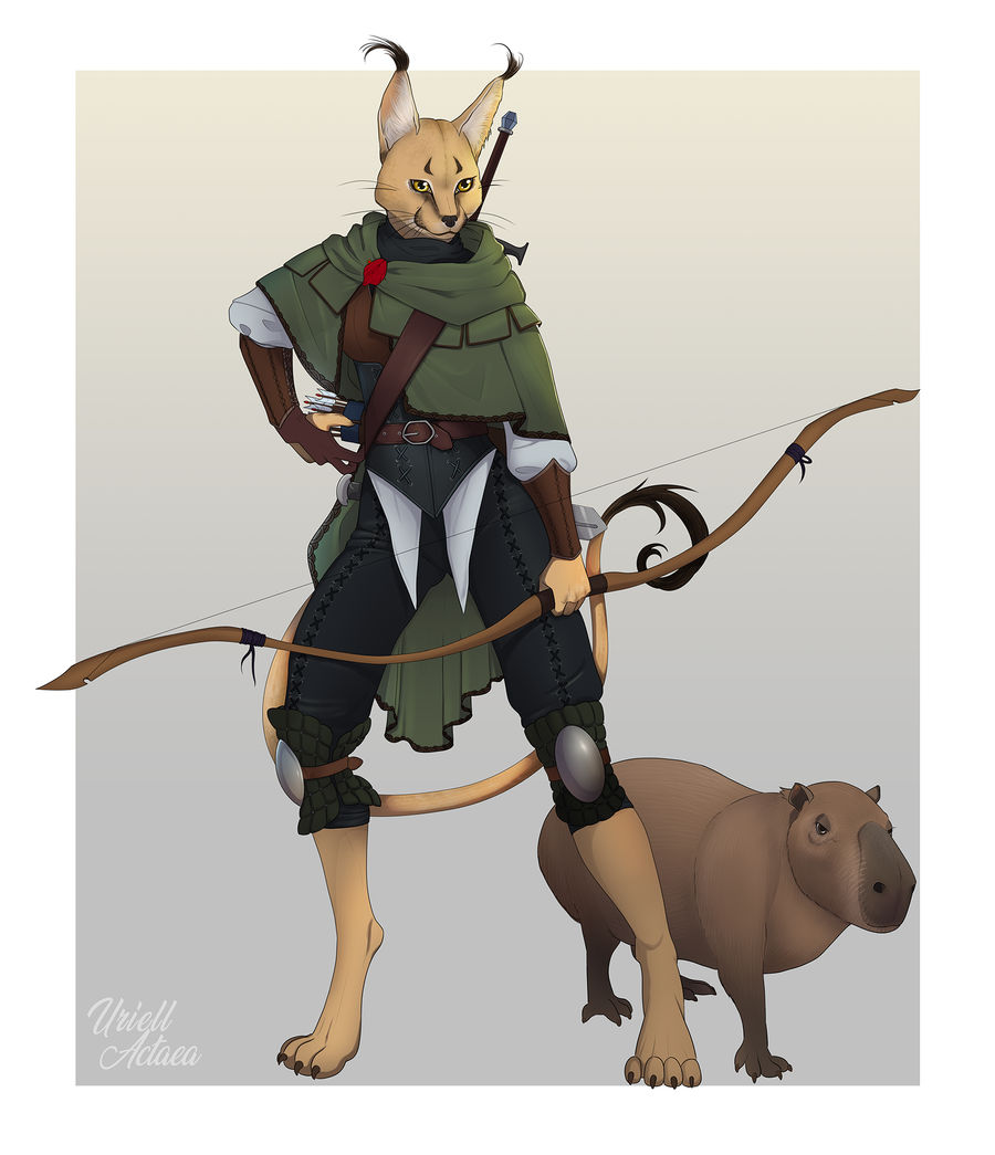 Chirraji and Steven, caracal catfolk ranger by uriellactaea on DeviantArt