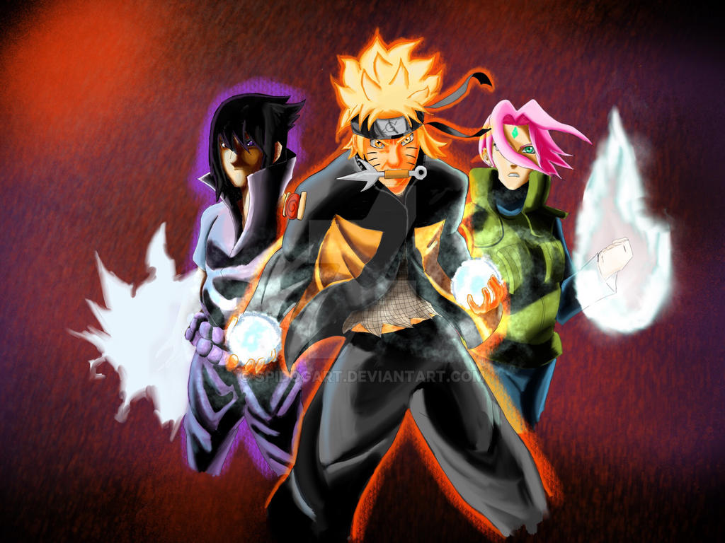 Naruto, Sasuke, and Sakura by SpidogArt on DeviantArt