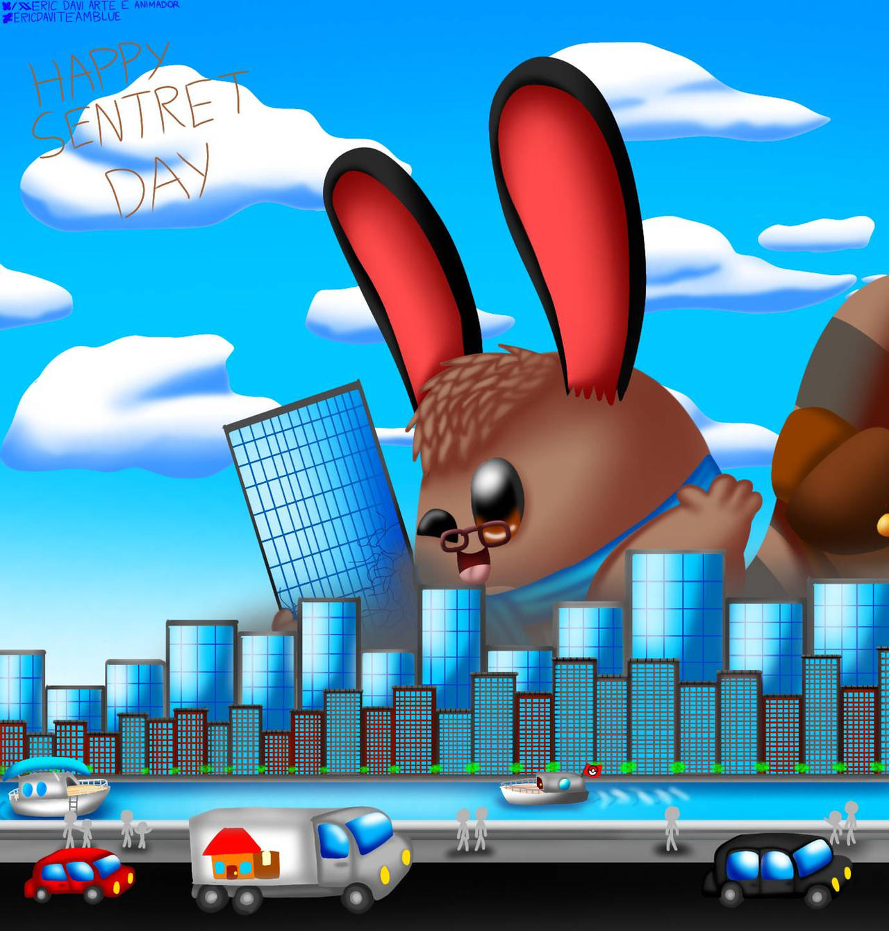 Sentret Flying Sentret likes to scrub the building (sentret day) by Ericartedavi on ...