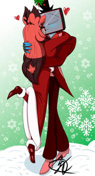 Hazbin Hotel AU: Mistletoe. Vox x Alastor(girl)