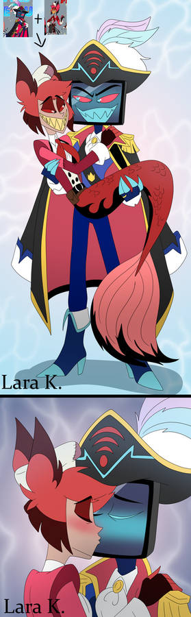 AU Hazbin Halloween: The Captain Vox and mermaid Alastor.
