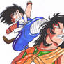 Goku kicks Yamucha in the face color