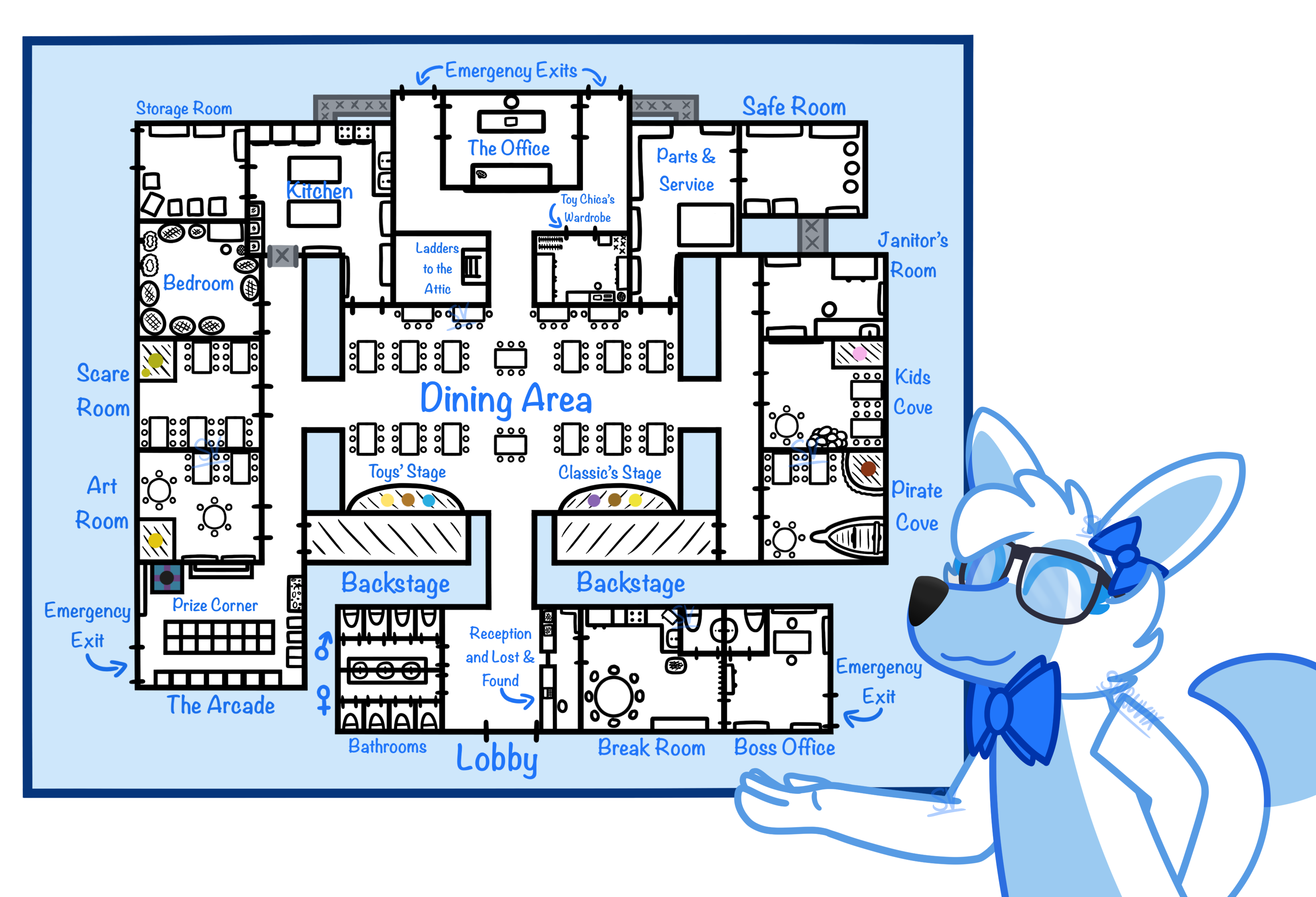 FNAF 1-6 Map (Excluding SL)  Five Nights At Freddy's Amino