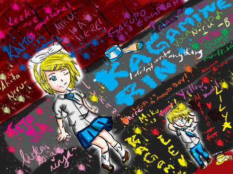 Rin and Len Kagamine grafitti