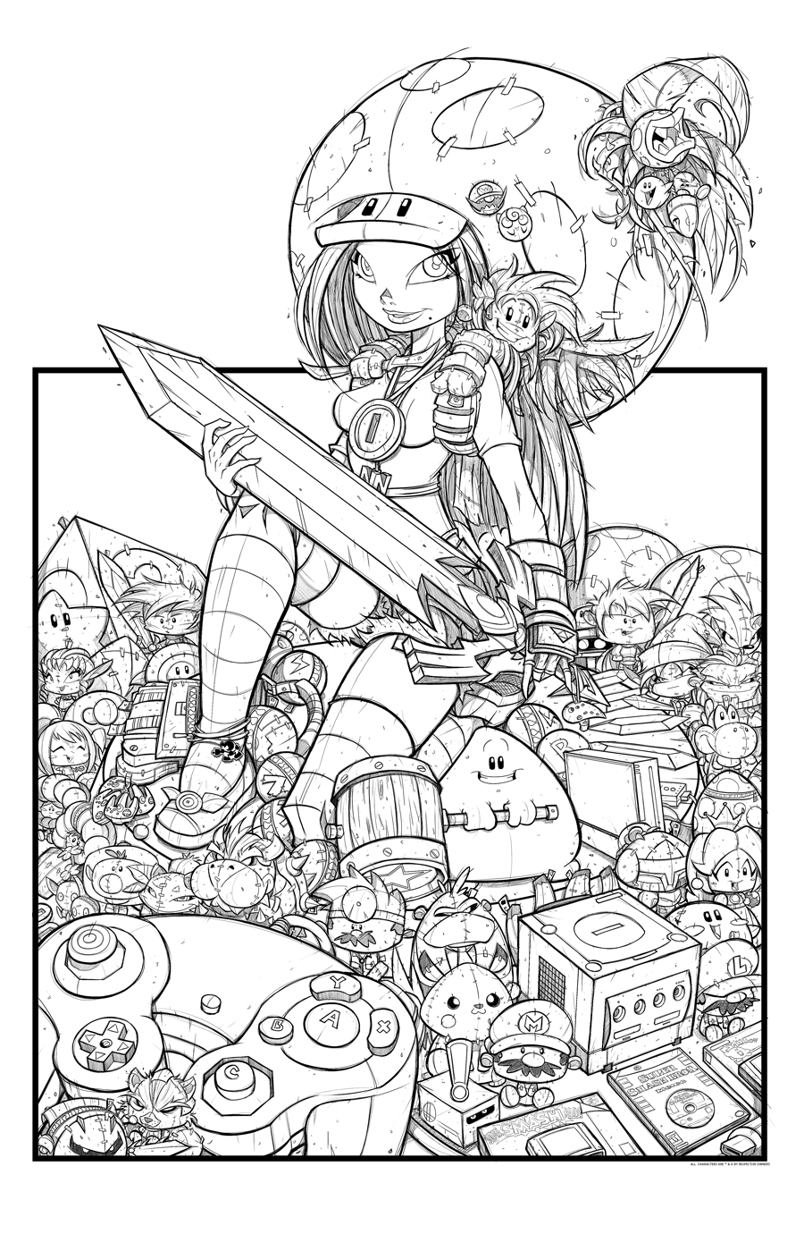 GameCave: Fighting  Junkies Bombkatt Print WIP 02