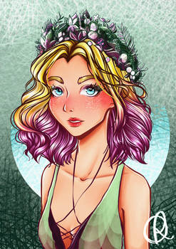 Flower Crown Girl - Digital Art Painting