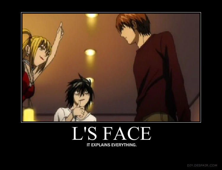 L's face from Death Note