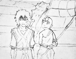 Pencil art Zuko and Aang