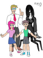 Bug Legs Lady with her human family