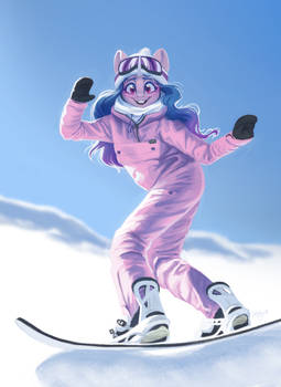 Izzy snowboarding!