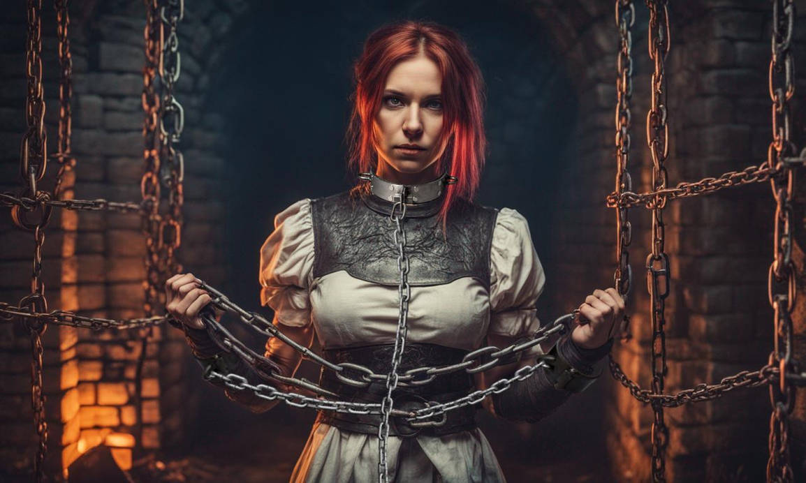 Woman Prisoner In Iron Chains In Medieval Dungeon By Cardimart On woman-prisoner-in-iron-chains-in-medieval-dungeon-by-cardimart-on