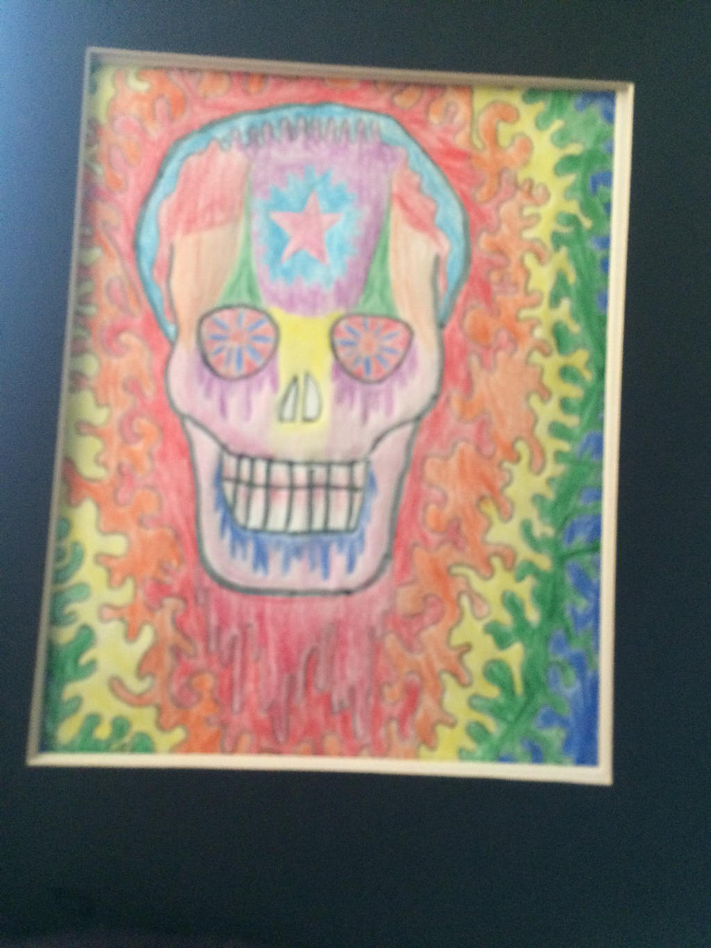 Rainbow skull original drawing 