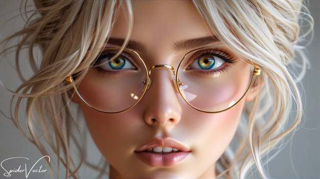 H96ven Beautiful Blonde Woman Glasses