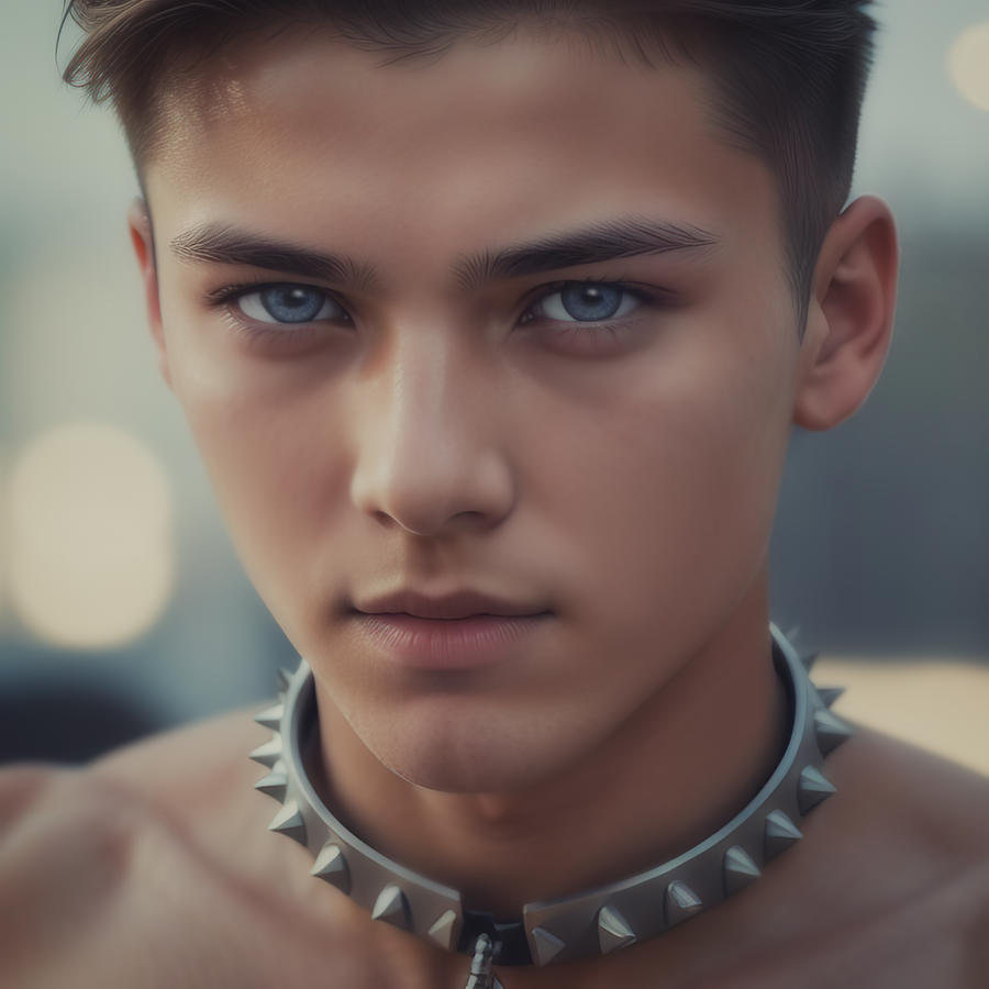 Portrait of a young slave boy with a steel collar by rolling2 on DeviantArt