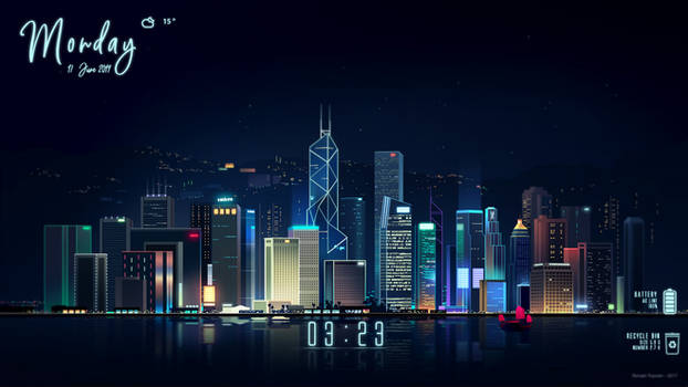 Neon Cities Rainmeter Skin