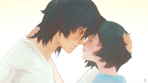 scene from Wolf Children Ame and Yuki (paint over)