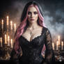 Pink And Black Haired Gothic Beauty