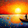 Sunset Spectra: Pointillist Magic by the Sea 1