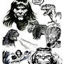 Conan, Hulk, Godzilla Sketches