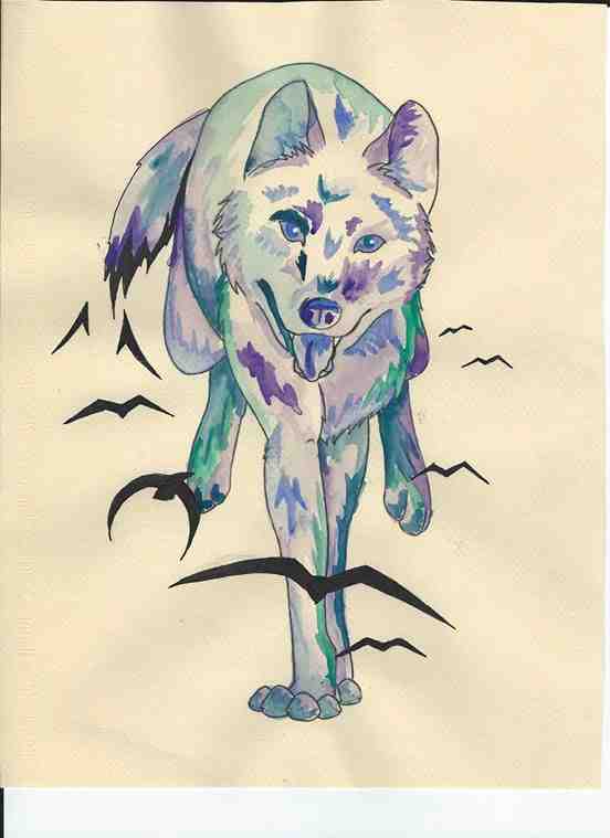 Watercolor Wolf Tattoo Design