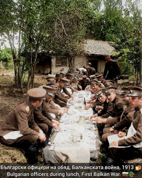 Bulgarian Officers During Lunch, The Balkan War