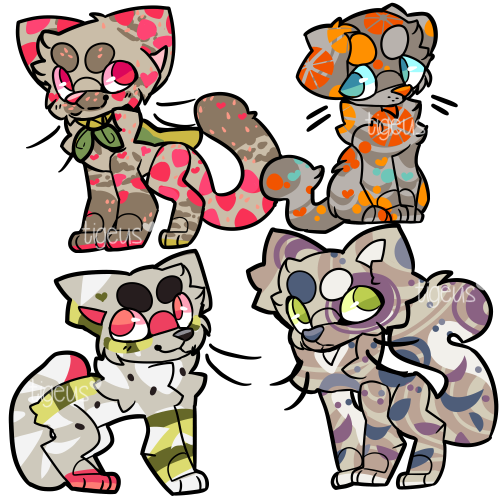 fruit cats / 1/4 open / $5 / PRICE LOWERED!