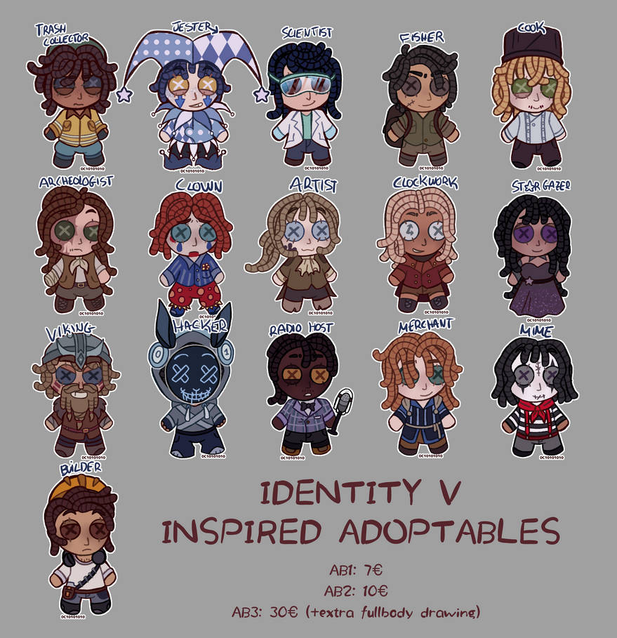 Idv ADOPTS (open) identityV inspired by DC10101010 on DeviantArt