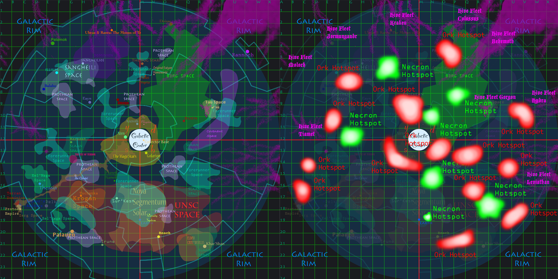 Fictionpocalypse Galactic Map: Comparison