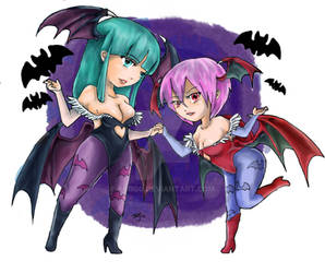 Chibi: Morrigan + Lilith by kuro0