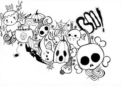 Halloween-kawaii-doodle-coloring-page-download by ...