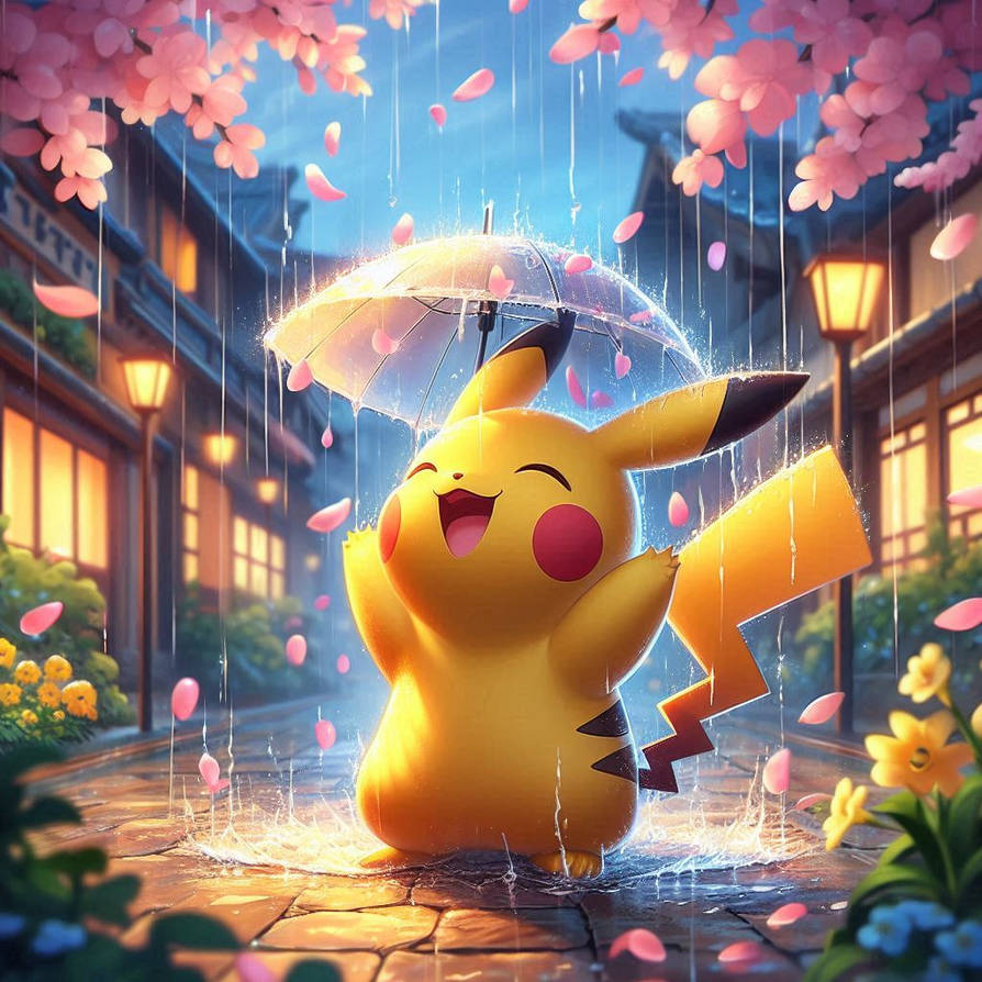 Pokemon In Rain Pikachu pokemon in the rain animal cute (10) by xxRebelYelliexx on ...
