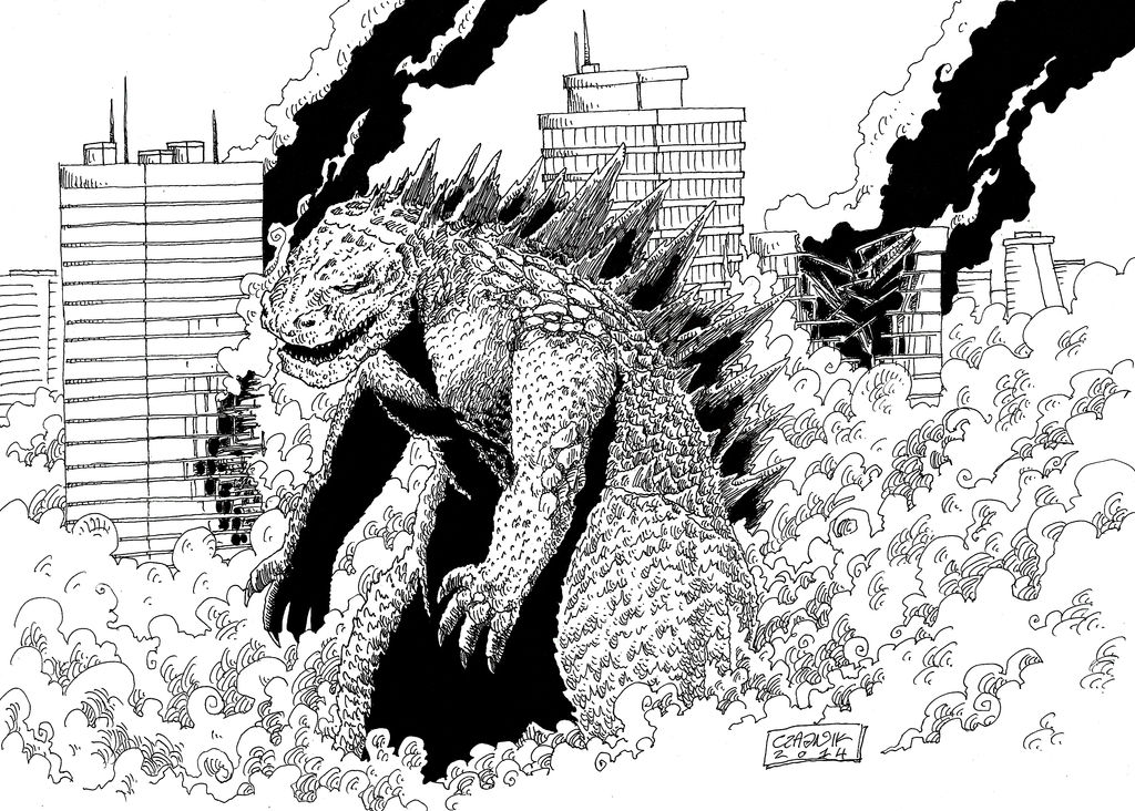 godzilla bw