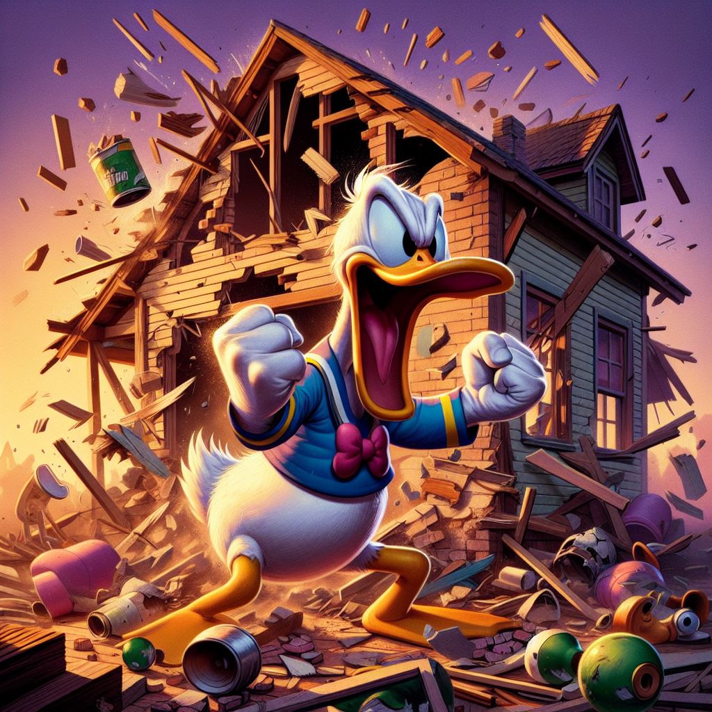 Donald Duck Destroys His House In A Fit Of Rage By Jeffrey1968 On donald-duck-destroys-his-house-in-a-fit-of-rage-by-jeffrey1968-on