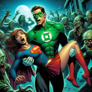 Green Lantern and Supergirl vs. Kryptonite Zombies