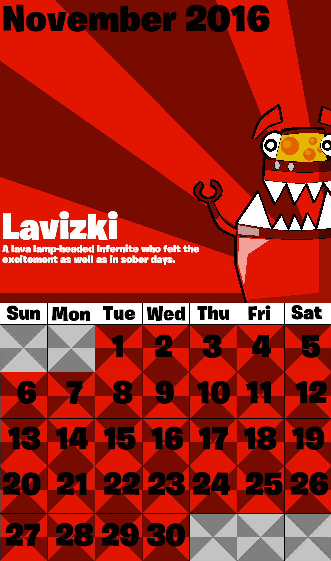 November 2016 of OC Calendar by FlainStorm on DeviantArt