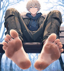 Boy feet in snow