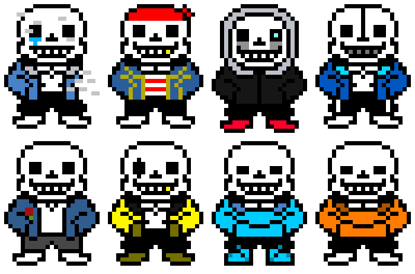 Sans and Underfell Sans Battle Sprites Revamp by JesterBones4150