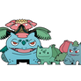 #001 Bulbasaur, #002 Ivysaur, #003 Venusaur