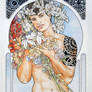 Portrait of a guy with flowers art nouveau