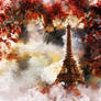 Eiffel Tower with autumn colors in Paris, France