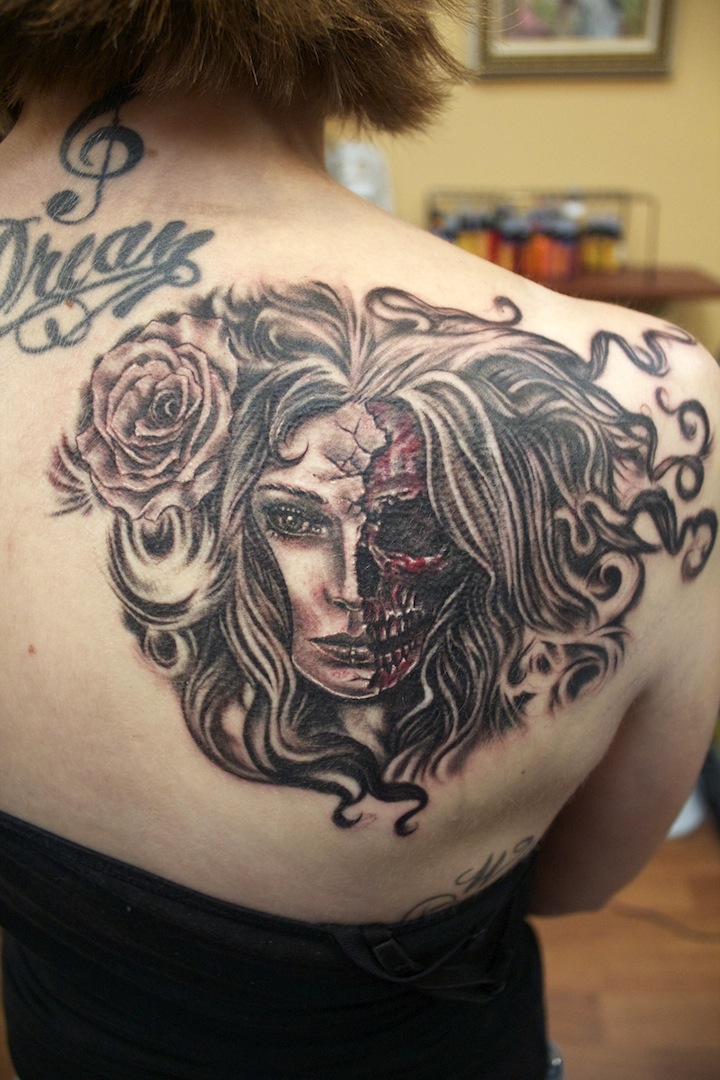 Half Skull Half Face Tattoo Mt Tattoo Gallery Half Skull Half Face Tattoo Mt Tattoo Gallery