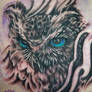 Owl Face Rib Tattoo done by Sean Ambrose