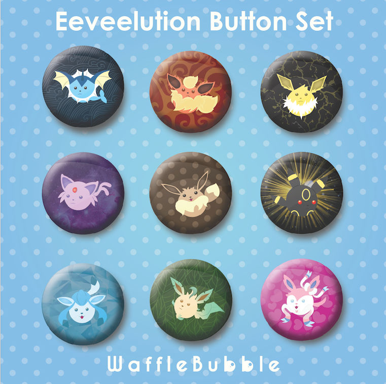 Eeveelution Button Set by wafflebubble on DeviantArt