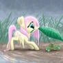 Raining Young Filly Fluttershy