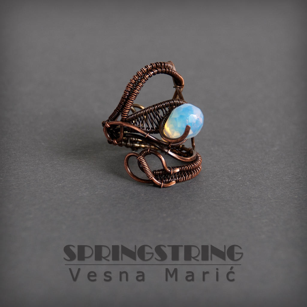 Wire wrapped copper ring - AUTUMN