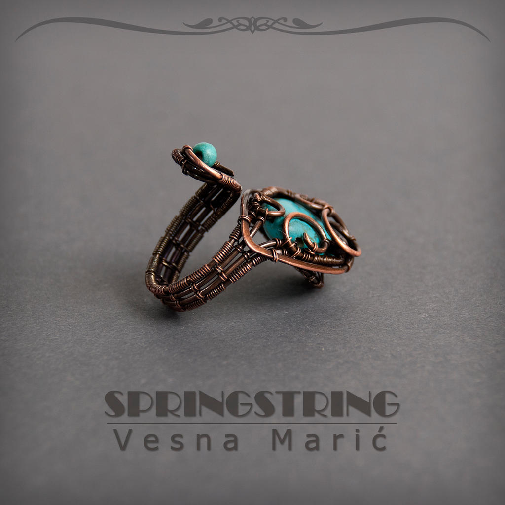 Wire wrapped copper ring - LOVE